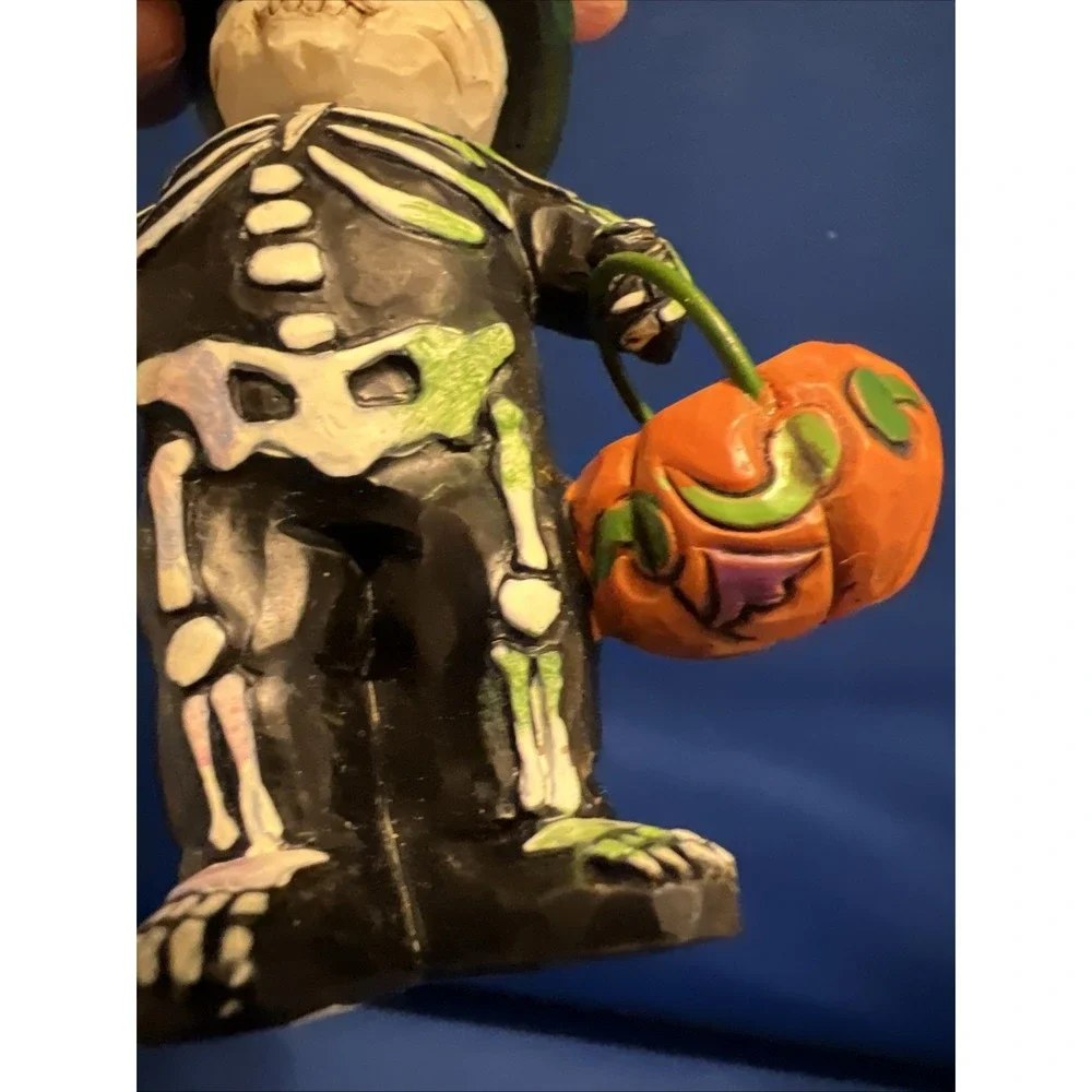Set Of 2 Jim Shore Mini Halloween Trick Or Treat Werewolf & Skeleton Figurines